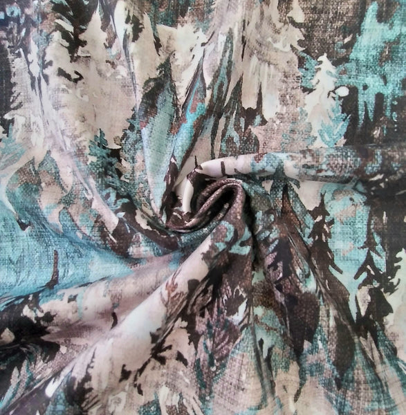 Forest Fable - Trees, Teal Multi From Figo Fabrics 1/2yd Cuts