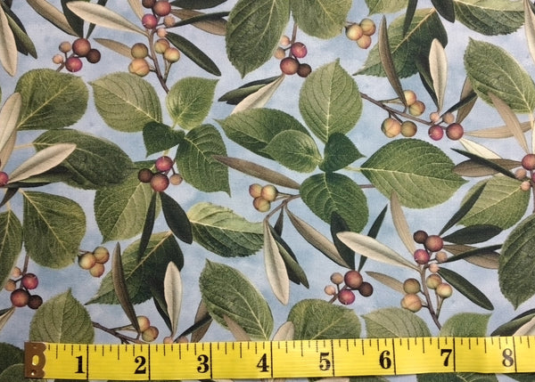 Leaves and Berries Blue Multi by Northcott 1/2yd Cuts
