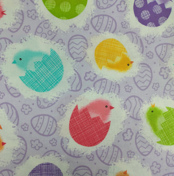 Spring Chickens Lavender by Northcott Fabrics 1/2yd Cuts 2 Coordinating Fabrics