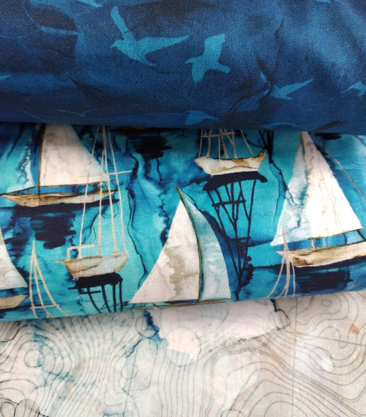 Sail Away 108" WIDE BACKING by Northcott 1/2yd Cuts