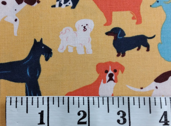Simple Pleasure - Dogs Yellow Multi by 1/2yd Cuts