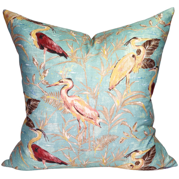 Heron Pillow Cover in Sky Blue
