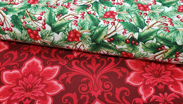 Hometown Holiday - Red Damask by Henry Glass & Co 1/2yd Cuts