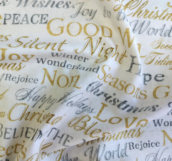 White Christmas - Words by Northcott Fabrics 1/2yd Cuts